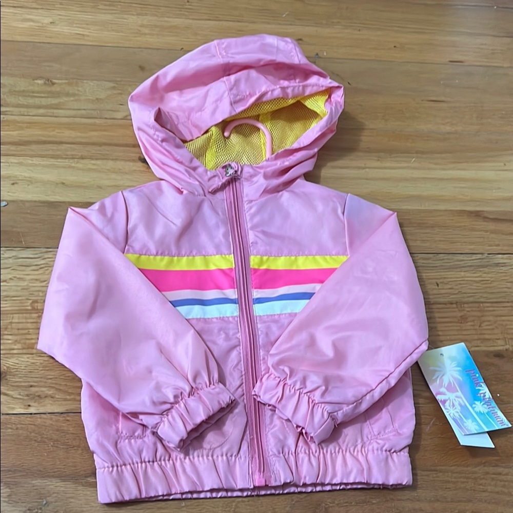 Pink Hooded Jacket with Stripes